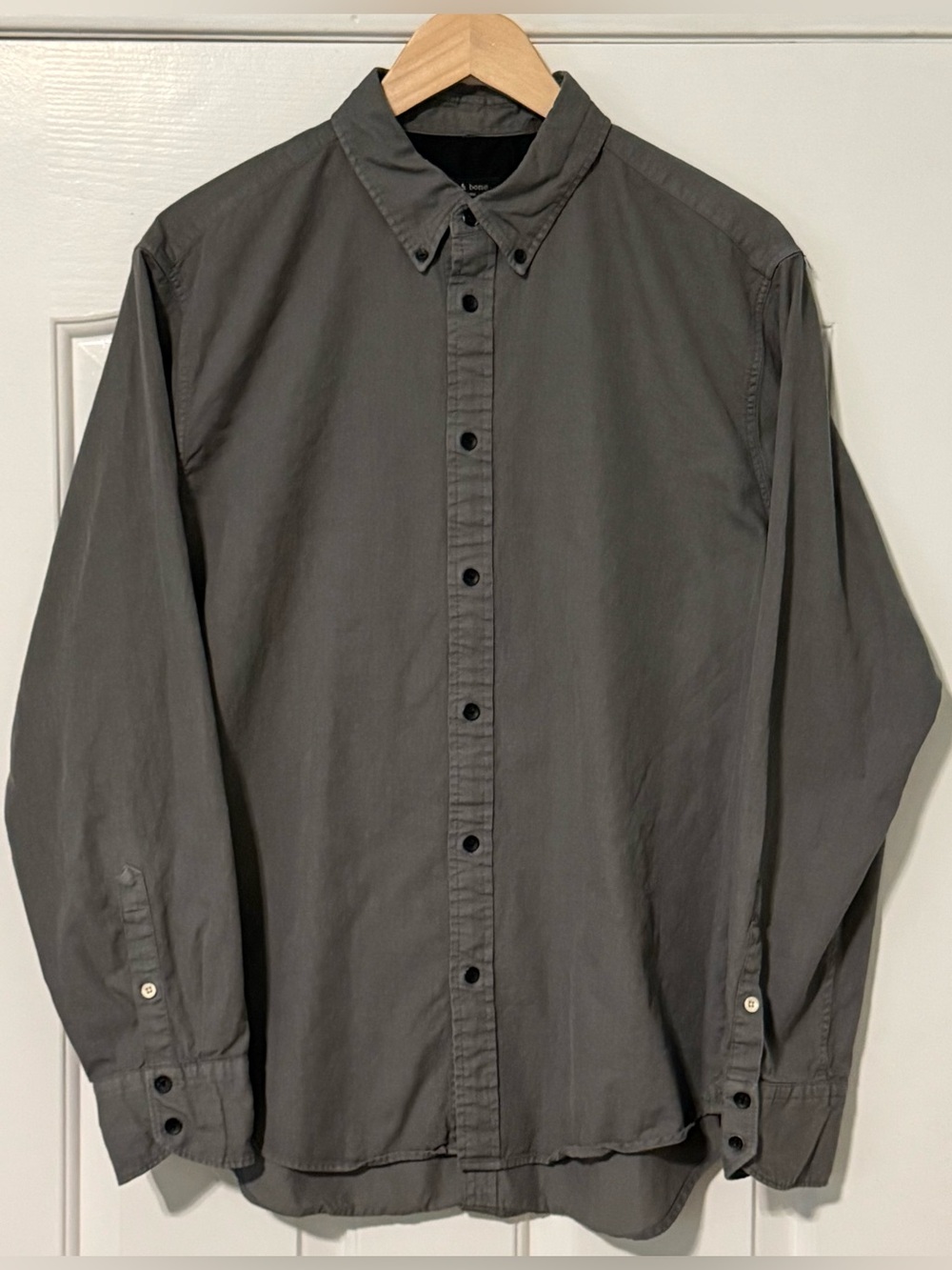 rag & bone Fit 2 Button Down Shirt Men XL Gray Cotton Lyocell Wool